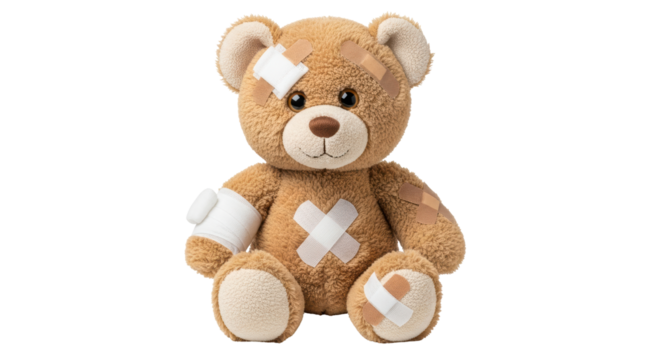 Isolated Teddy Bear with Bandages