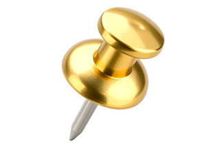  Golden Round Pushpin Standing Upright, front view, isolated PNG