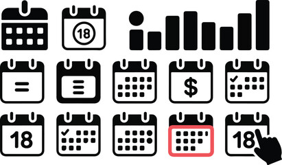 Calendar and Schedule Icons Representing Time Management and Planning for Events