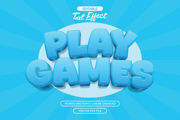 Fototapeta premium Play games editable text effect with 3d blue cartoon style