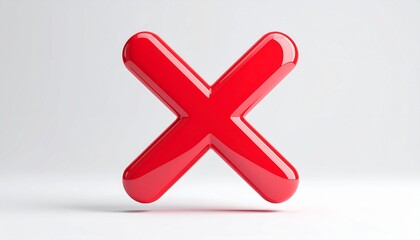 Obraz premium A red cross mark 3d icon is a symbol for a wrong choice, negative vote, or to cancel and close