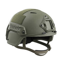 Fototapeta premium Modern tactical military helmet for protection and safety, designed for combat and special forces operations, featuring advanced technology and durable construction isolated on transparent background