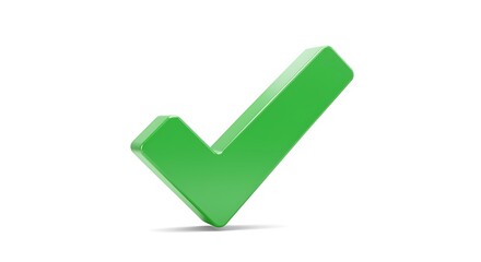 Green Check Mark on White Background Symbolizing Approval Acceptance Success and Confirmation with Clean Modern Design Ideal for Various Applications