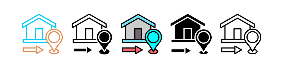 Relocation Multi style icon in line color, mixed, lineal color, glyph, line.