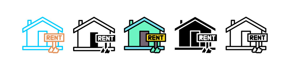 Home Rent Multi style icon in line color, mixed, lineal color, glyph, line.