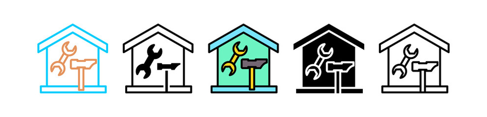 Home Repair Multi style icon in line color, mixed, lineal color, glyph, line.