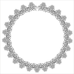 Black round vintage frame on a white background. JPG, 300 DPI.