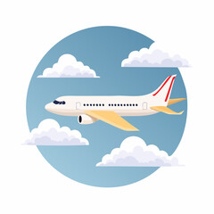Fototapeta premium Stylized Airplane In Flight Through Clouds