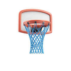 Colorful 3D Cartoon Basketball Hoop Against a White Background for Fun Sports Design and Illustrations