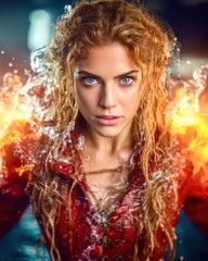 woman in water and fire