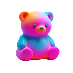 Fototapeta premium Colorful 3D Cartoon Teddy Bear Icon on White Background for Playful and Whimsical Designs
