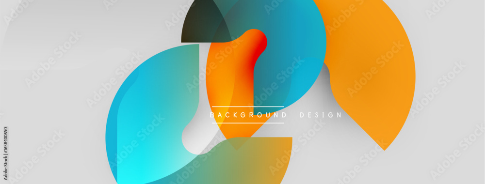 Poster abstract shapes overlap, creating vibrant color gradients. modern design with smooth transitions, su