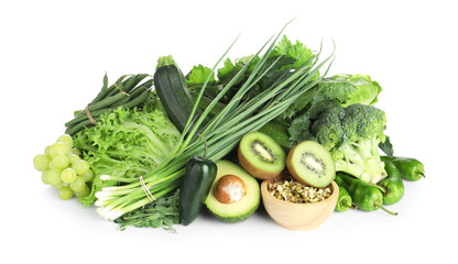 Superfood. Healthy food products isolated on white