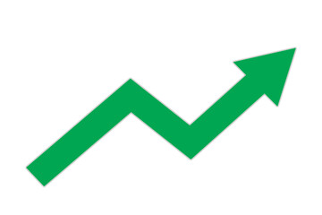 A green up arrow on a white background indicates increasing economic growth.