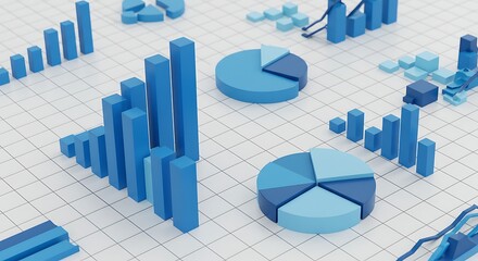 Abstract Blue Chart Data Visualization on White Grid Background