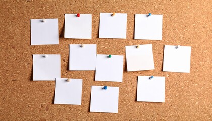 Fototapeta premium Sticky Note Post It Board Office. Business people meeting at office and use post it notes to share idea. Brainstorming concept. Sticky note on glass wall or blackboard. Set of colorful blank notes. 