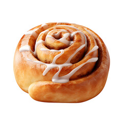 Fototapeta premium Warm, sweet cinnamon roll drizzled with creamy icing, a delicious baked treat