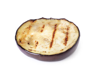 Grilled slice of eggplant isolated on white