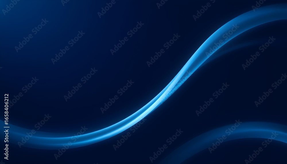 Poster abstract blue wave design flowing across a deep, dark background, creating a dynamic visual effect.