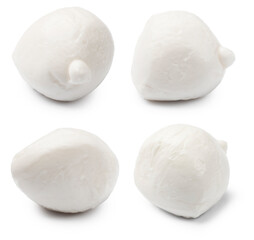 Mozzarella cheese balls isolated on white, set