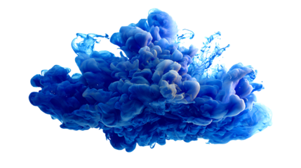 Ink drop cloud floating in water, vivid details, isolated on a white background