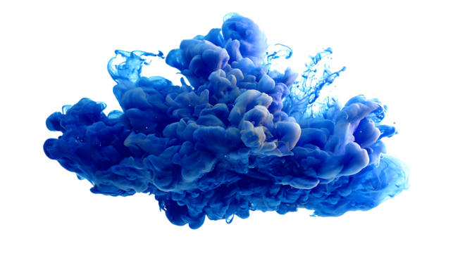 Ink drop cloud floating in water, vivid details, isolated on a white background