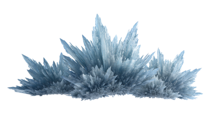 Frost ice crystal with detailed edges, isolated on a white background