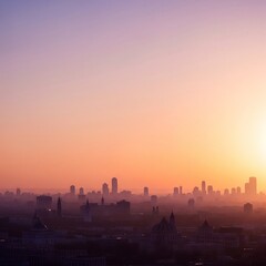 Fototapeta premium Modern city sunset view landscape