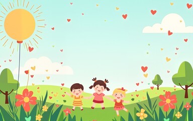 Obraz premium flat background world children s day celebration design vector illustration. High quality