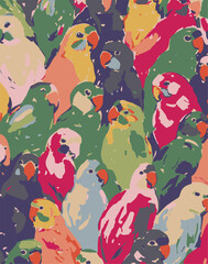  birds seamless pattern. Vector art illustration.Design for fashion ,fabric,web,wallpaper and all prints,PARROT