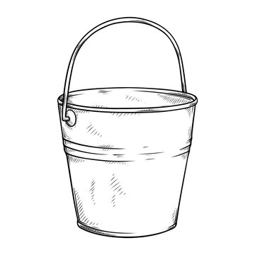 bucket vector line art drawing illustration