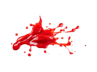Red ketchup splashes in dynamic motion