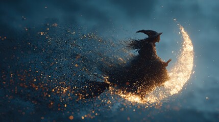 Double exposure effect in Halloween mystical mood