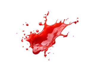 Red ketchup splashes in dynamic motion
