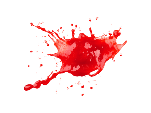 Red ketchup splashes in dynamic motion