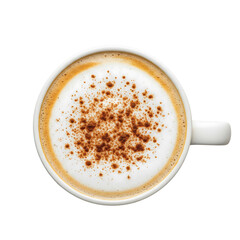 Delicious cappuccino with cinnamon powder isolated on transparent background