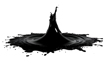 nk spill with intense black saturation, isolated on a white background
