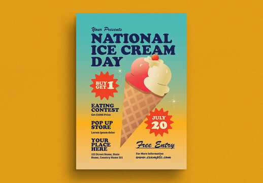 Modern Retro National Ice Cream Day Flyer
