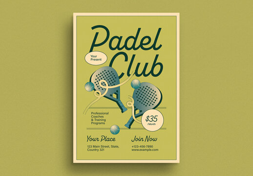 Modern Retro Padel Club Flyer