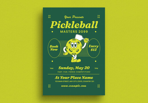 Retro Pickleball Tournament Flyer