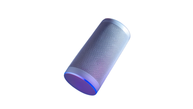 Smart speaker cylinder on transparent background
