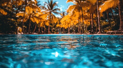 Tropical Paradise: Poolside Relaxation Under Palm Trees