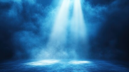 Blue Themed Spotlight with Misty Background for Event or Stage Design 