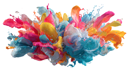 Abstract colorful explosion of liquid paint, isolated on a white background