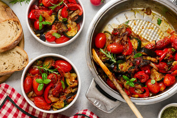 Ratatouille. Traditional Provencal vegetable stew.top veiw