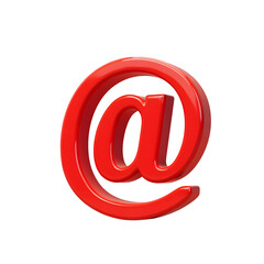 3d render, high detail, glossy, metallic, red, at symbol, symbol, sign, typography, product, 3d model, photorealistic