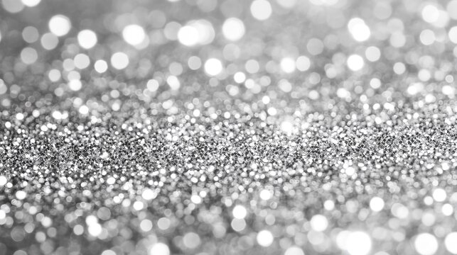 Silver Glitter Background with Bokeh Effect for Design Projects 