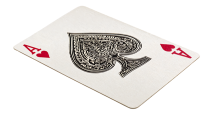 Single playing card Ace of Spades, isolated on a white background