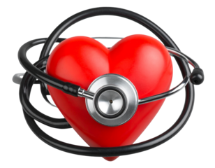 Medical heart symbol with stethoscope illustration PNG