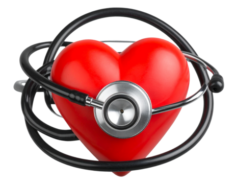 Medical heart symbol with stethoscope illustration PNG
